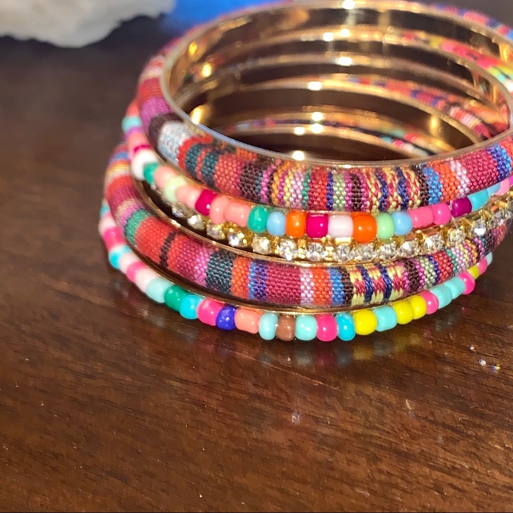 Multi Colored Gold Plated Bangle Set - image 5
